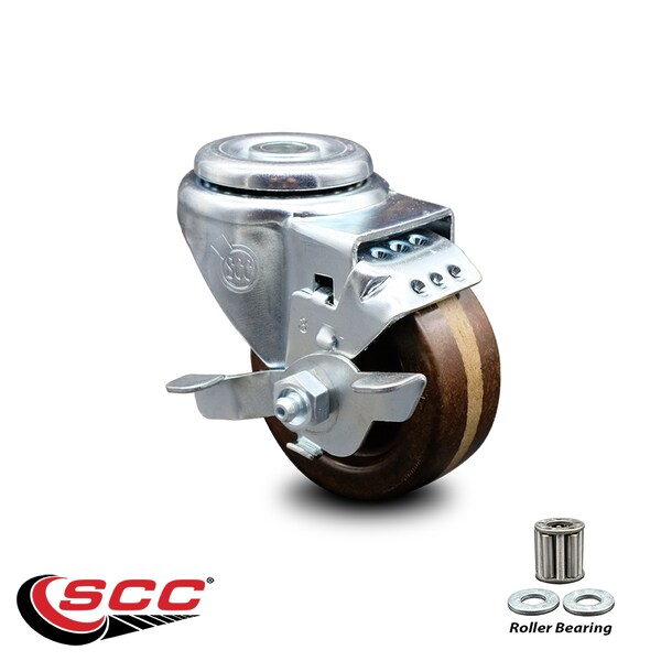 3 Inch High Temp Phenolic Wheel Swivel Bolt Hole Caster with Brake SCC